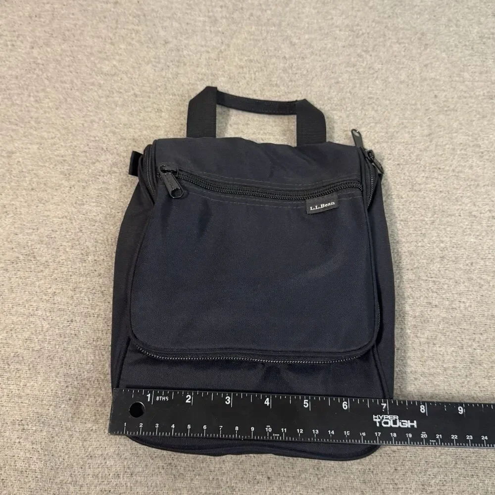 LL Bean Hanging Organizer Toiletry Bag Travel Small Mirror 8.5X8X3 Black NWOT
